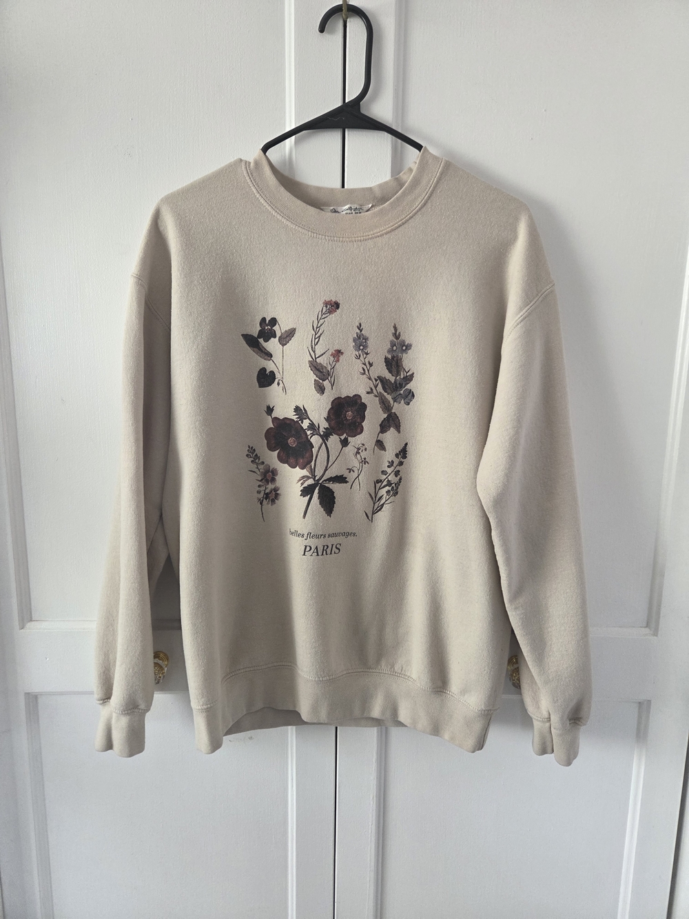 Floral Graphic Crewneck Sweatshirt - Beige